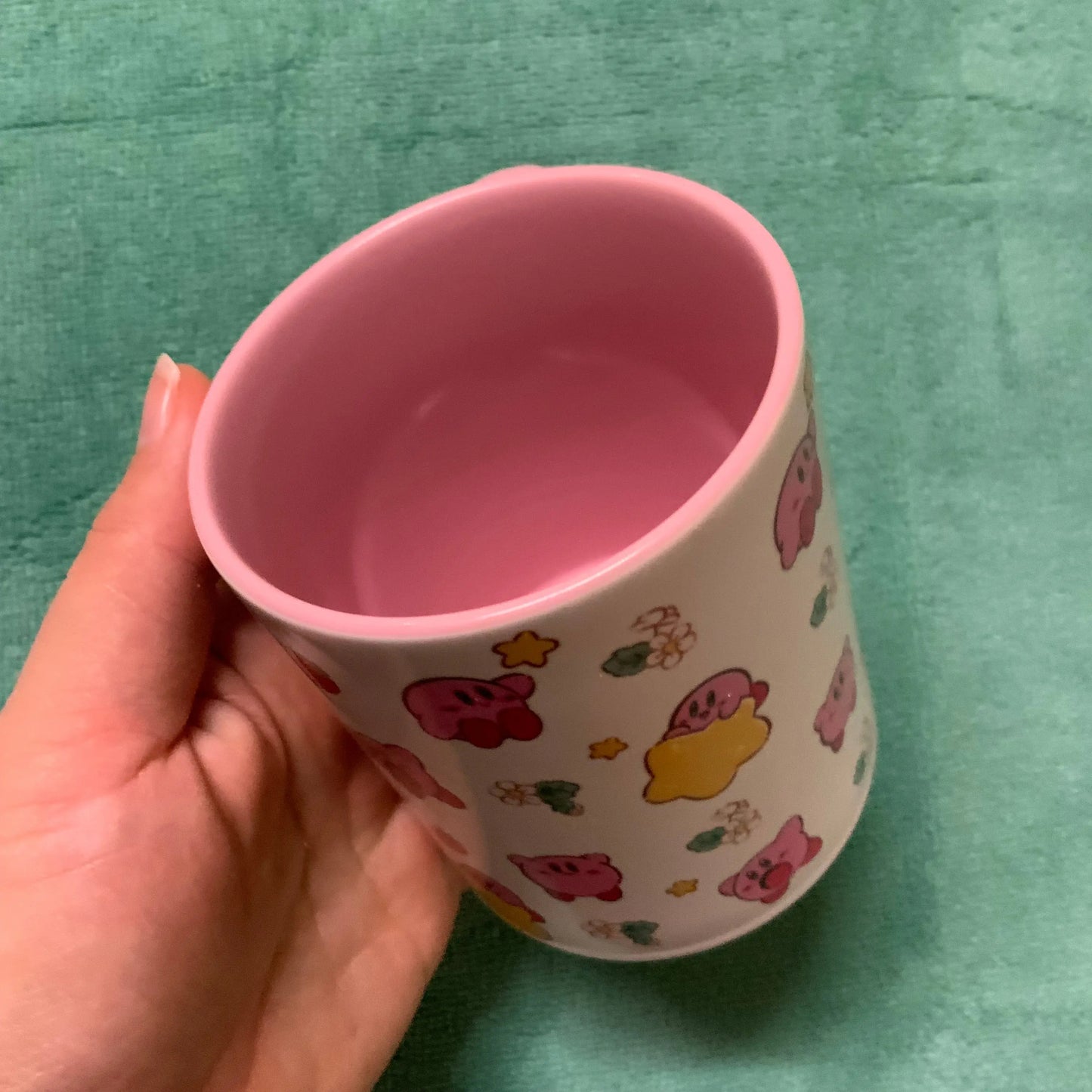 Mug "Kirby" bicolore rose Tinyneko.fr