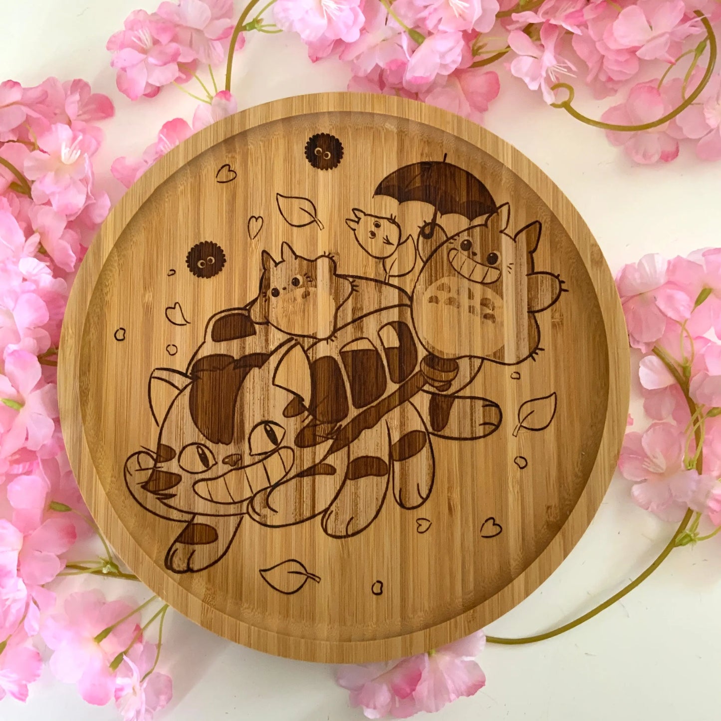Assiette bambou gravée Chatbus Tinyneko.fr