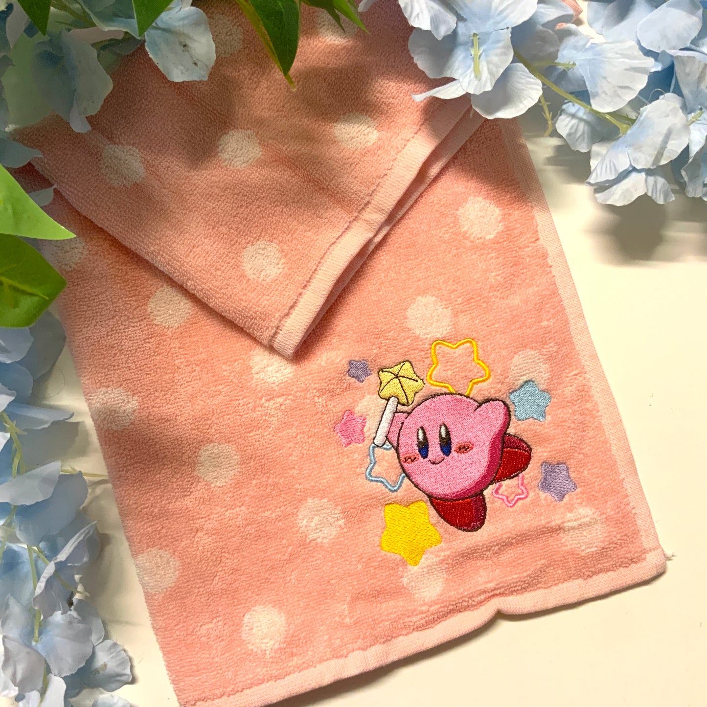 Destockage Torchon cuisine éponge coton rose à pois brodé Kirby