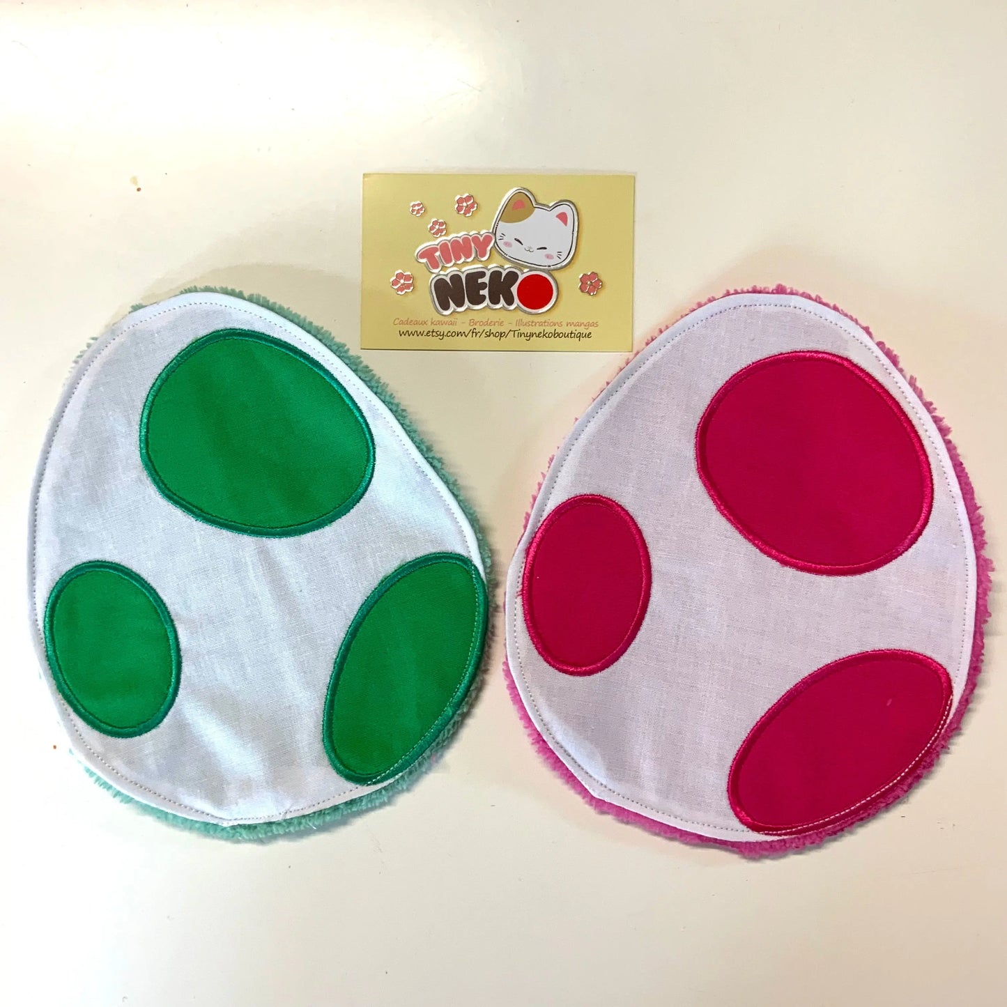 Lingette microfibre oeuf « Yoshi » Tinyneko.fr