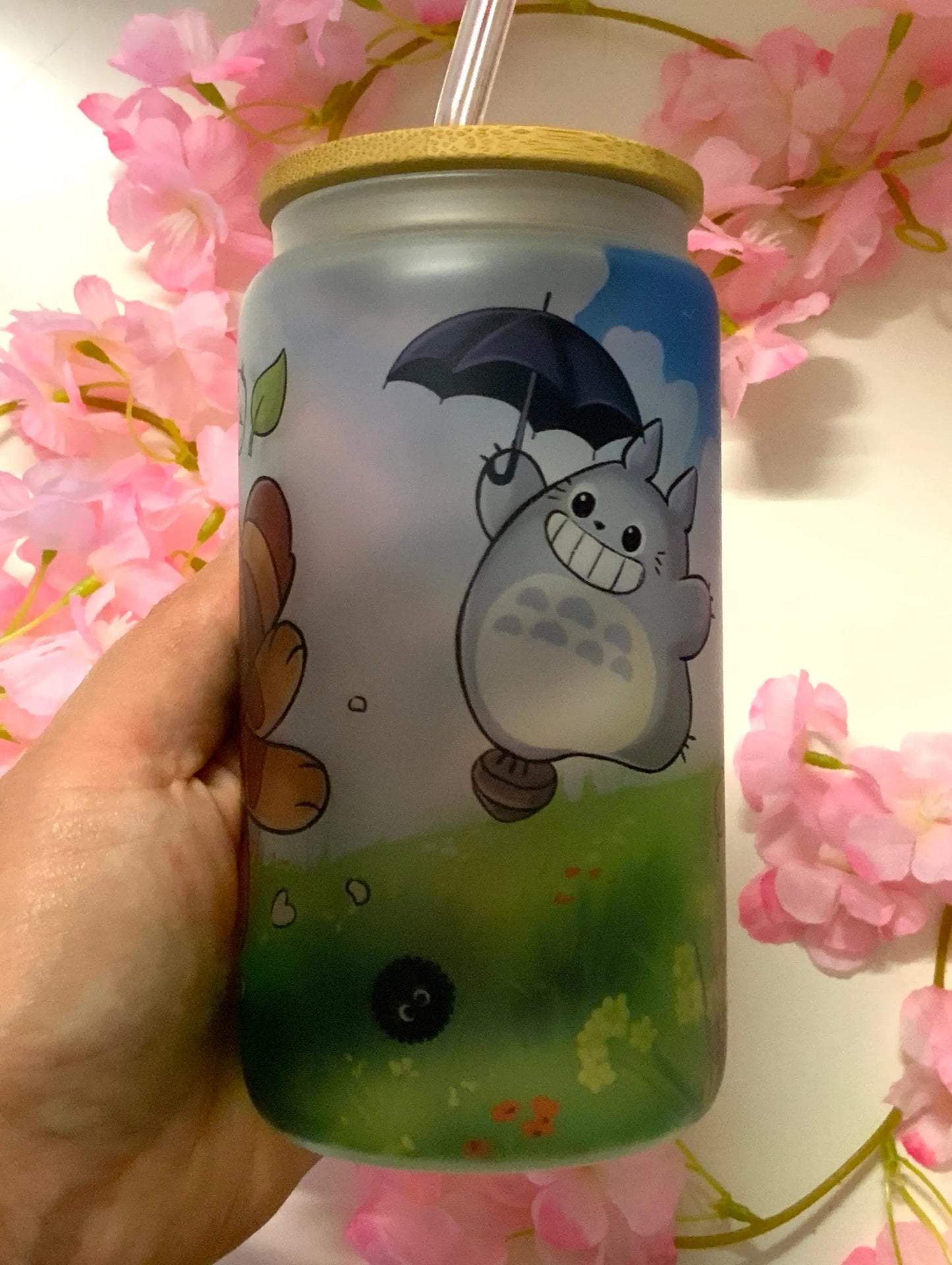 Verre à paille dépoli «Totoro Chatbus» Tinyneko.fr