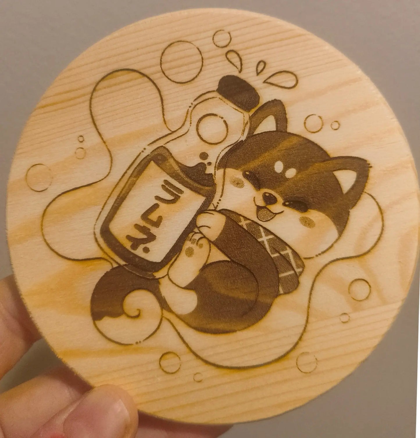 Sous-verre gravé shiba Tinyneko.fr