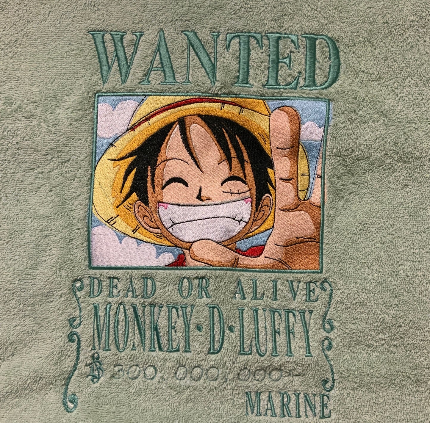 Drap de bain 140 x 70 cm coton brodé Luffy