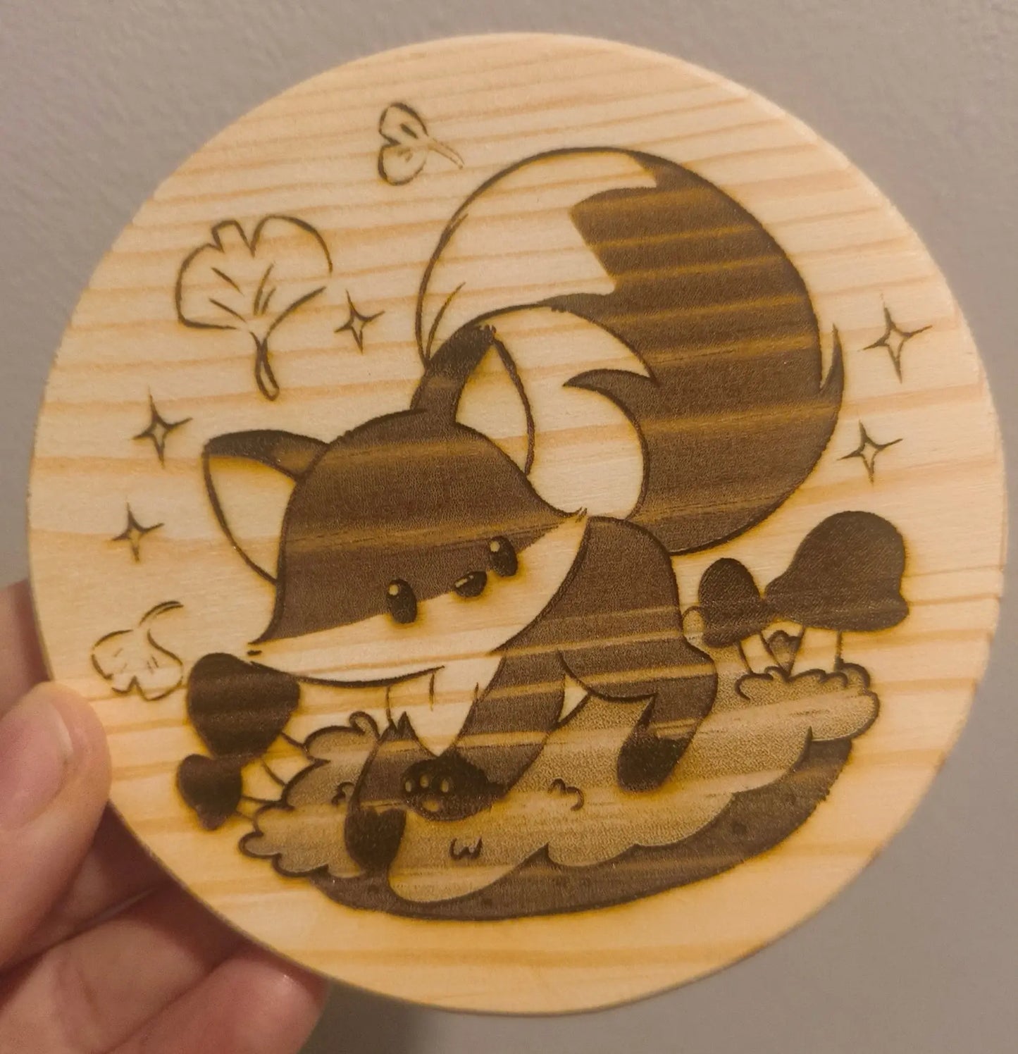 Sous-verre gravé renard Tinyneko.fr