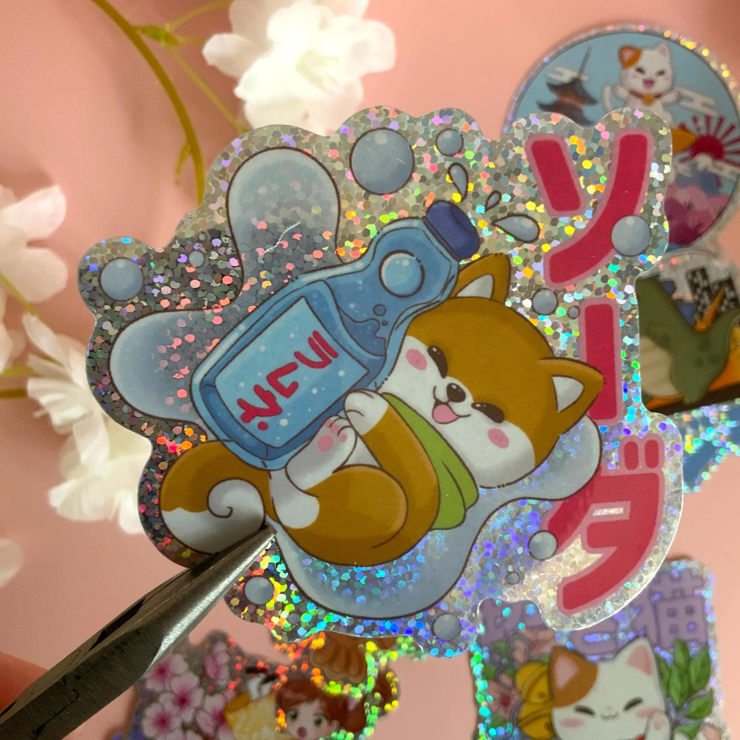 Stickers paillettes kawaii tinyneko.fr