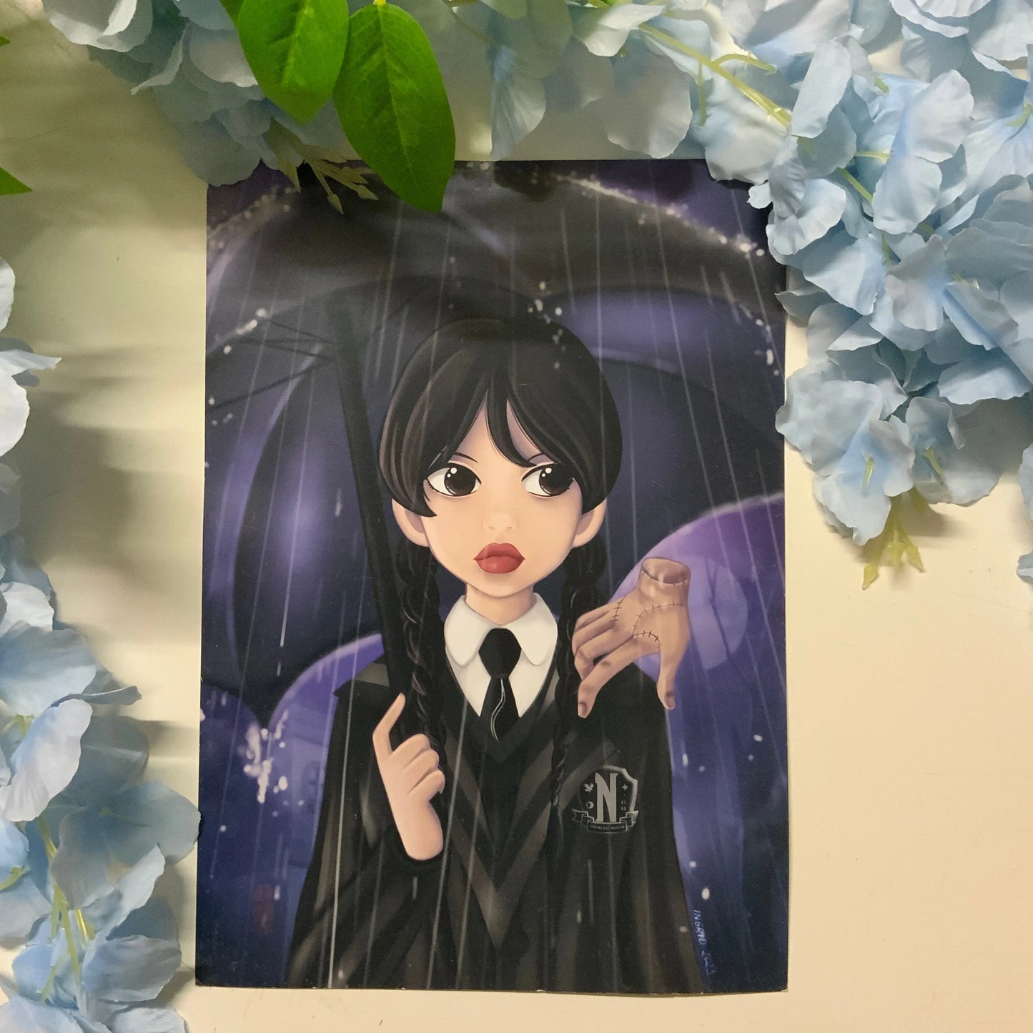 Print A4/A5 fan art « Mercredi Addams «. Tinyneko.fr