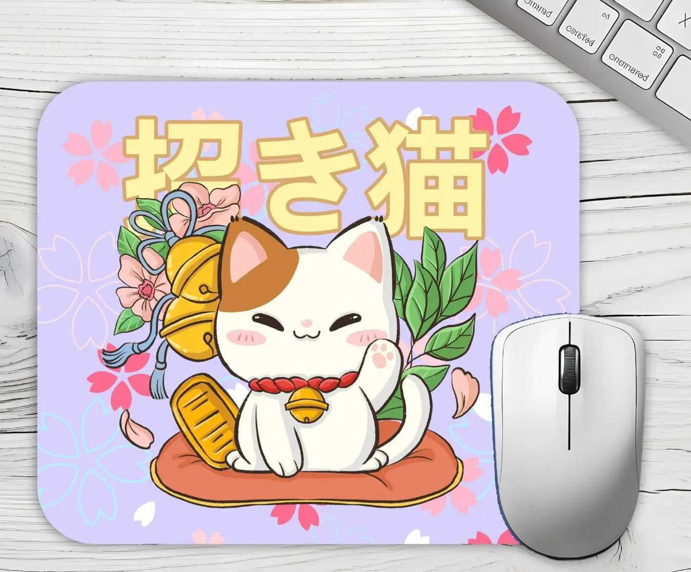 Tapis de souris rectangulaire Maneki Neko Tinyneko.fr
