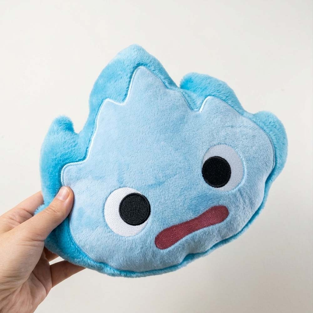 Coussin kawaii brodé Calcifer "le château ambulant"