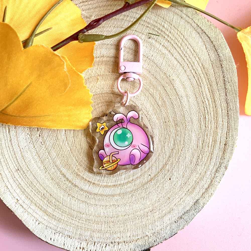 Porte-clé acrylique Alien rose Zag