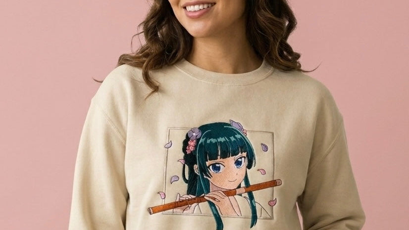 Pull molleton brodé Maomao (Les carnets de l’apothicaire) Tinyneko.fr