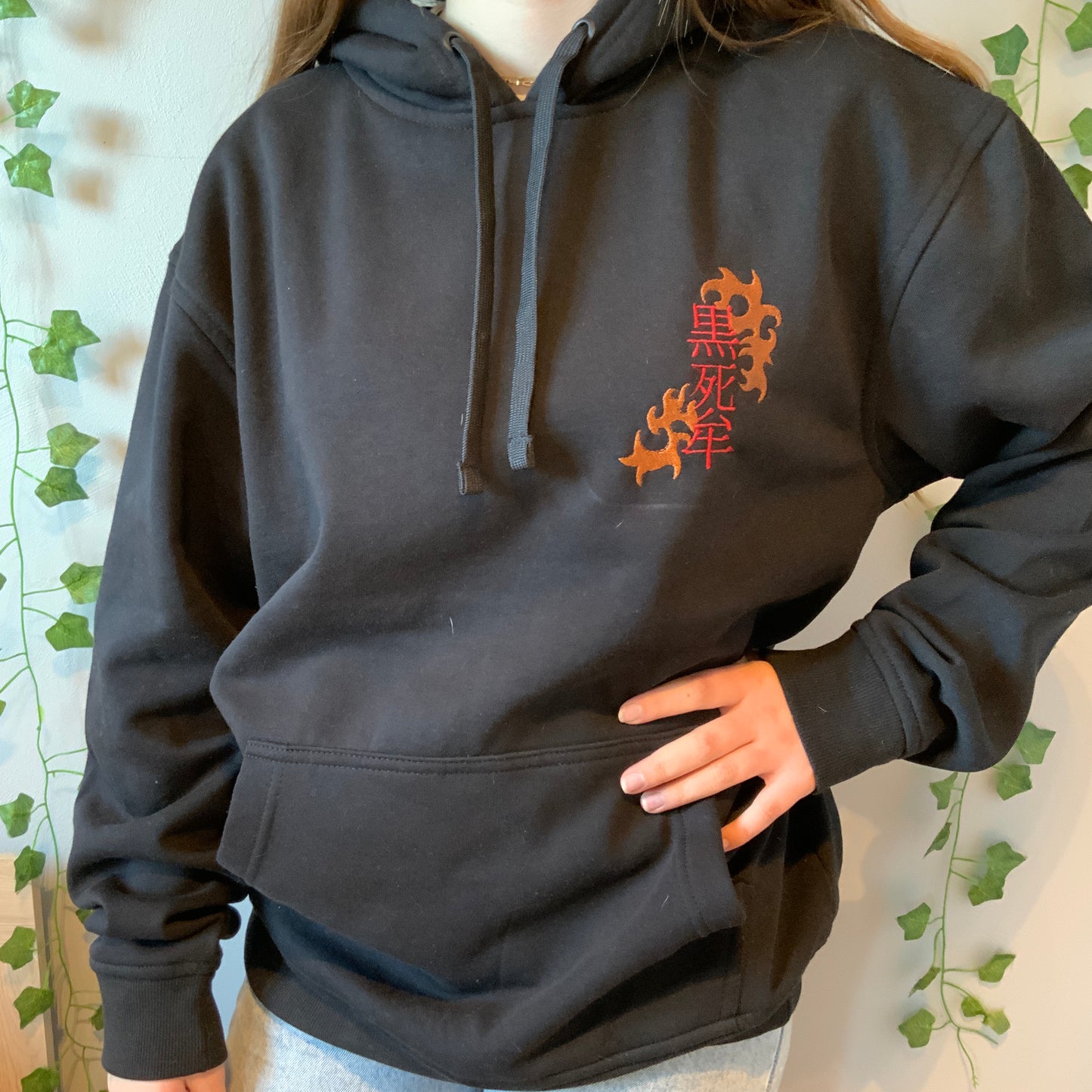 Sweatshirt à capuche brodé noir « Kokushibo »Demon Slayer