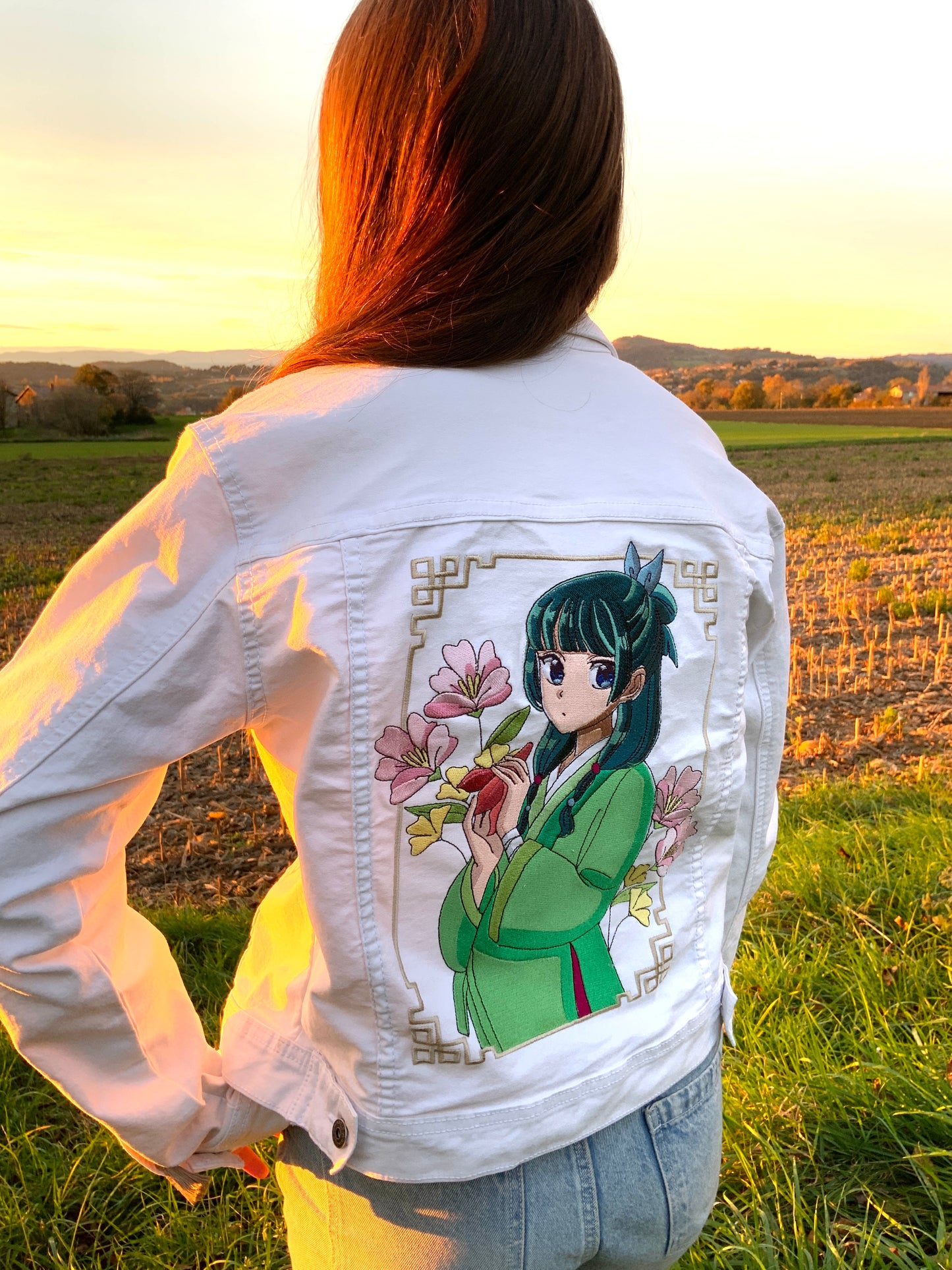 Veste en Jean blanc brodée Maomao M/L