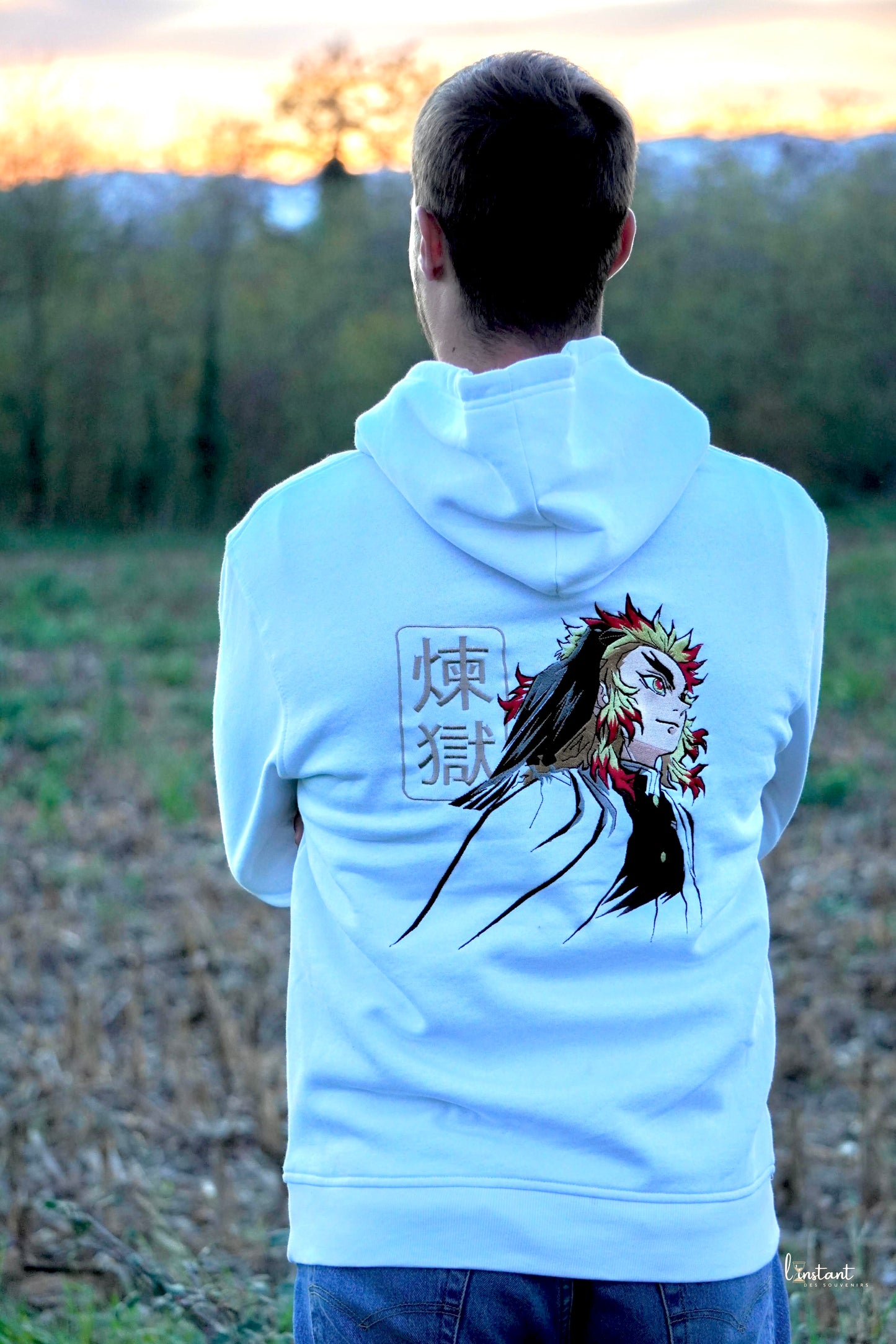 Sweat à capuche brodé « Rengoku « Demon slayer