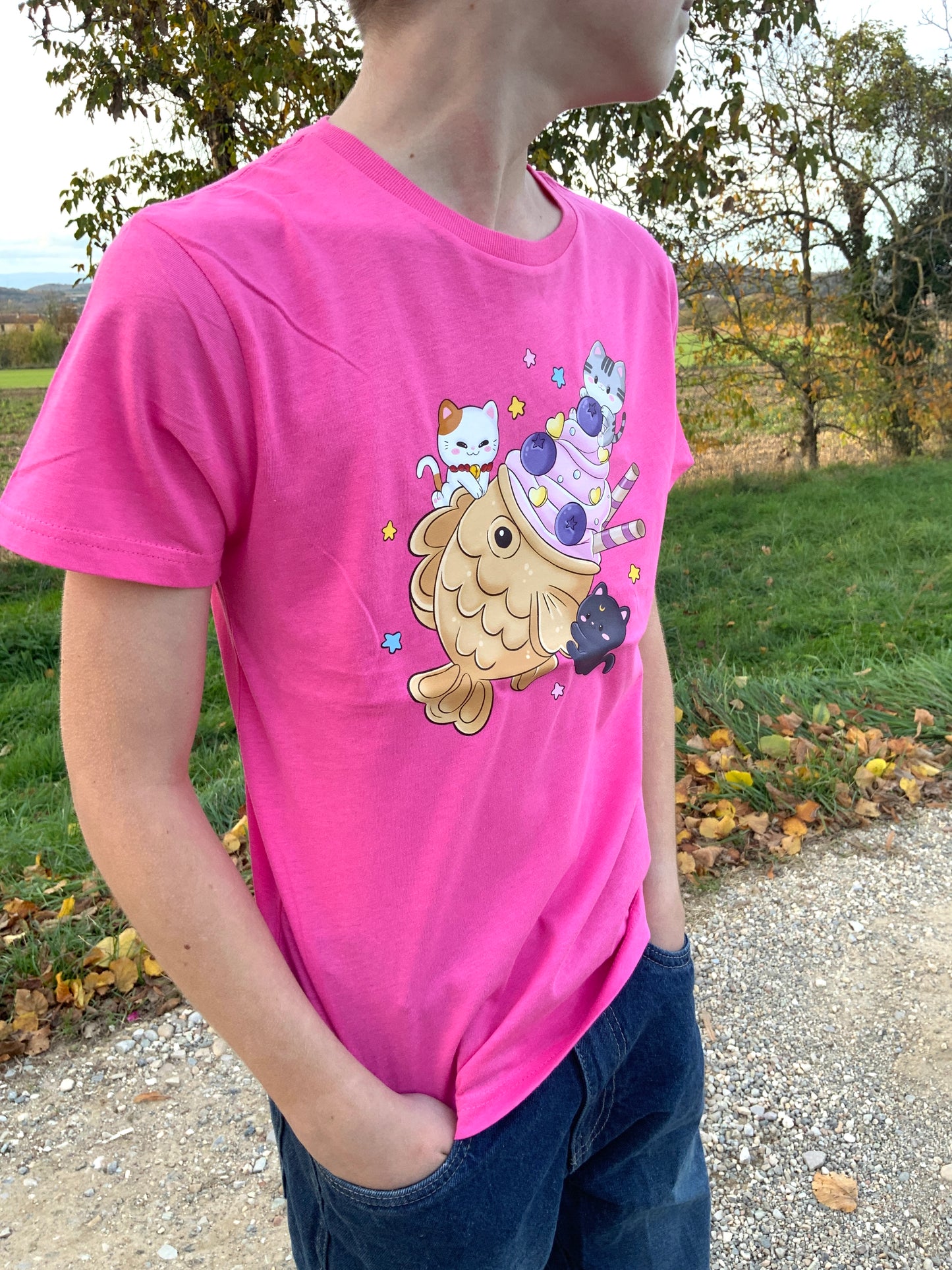 T-shirt kawaii taiyaki 3 chats