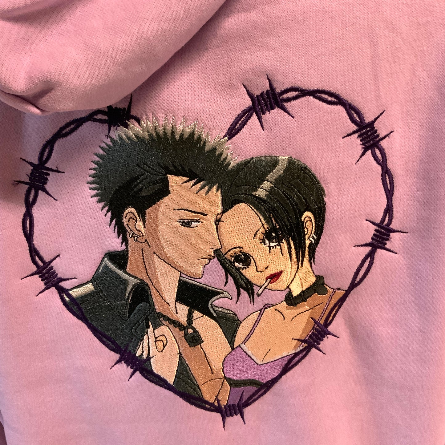 Sweat à capuche brodé « Nana et Ren «