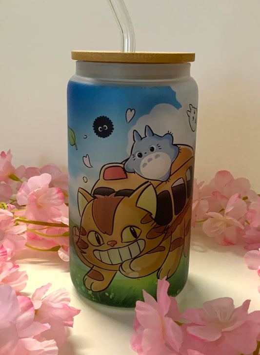 Verre à paille dépoli «Totoro Chatbus»