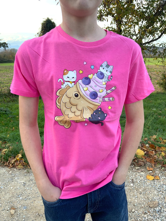 T-shirt kawaii taiyaki 3 chats