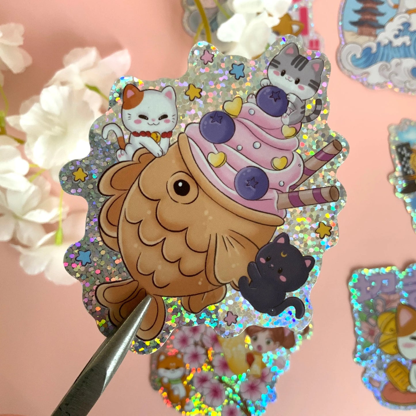 Stickers paillettes kawaii tinyneko.fr