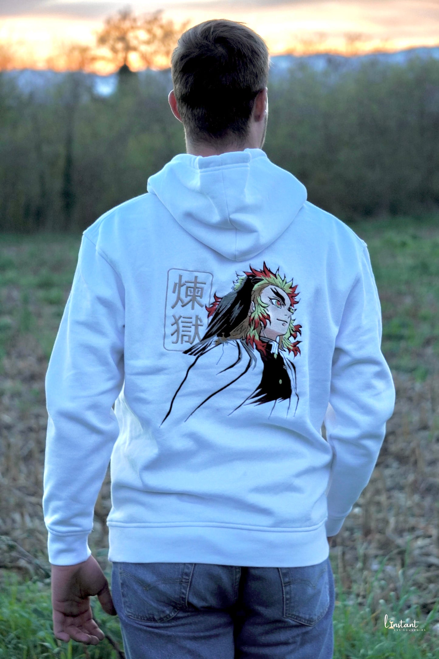 Sweat à capuche brodé « Rengoku « Demon slayer