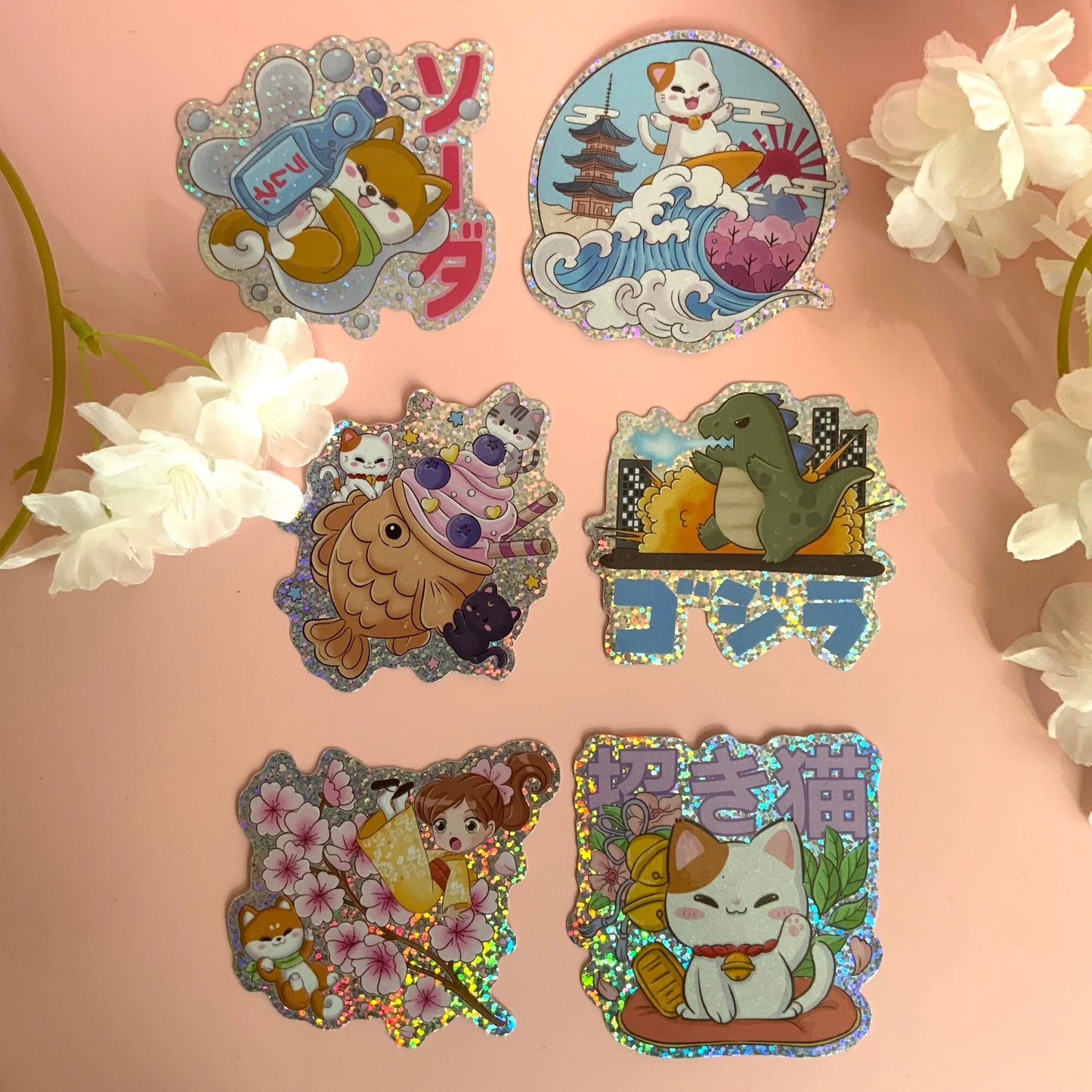 Stickers paillettes kawaii tinyneko.fr