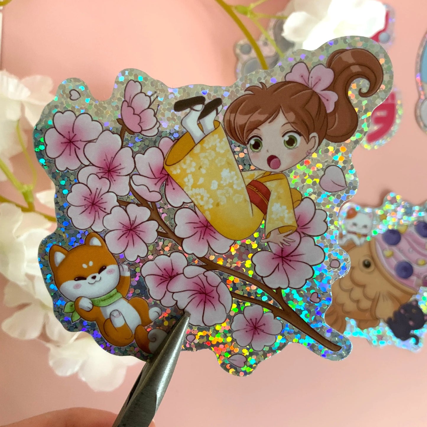 Stickers paillettes kawaii tinyneko.fr