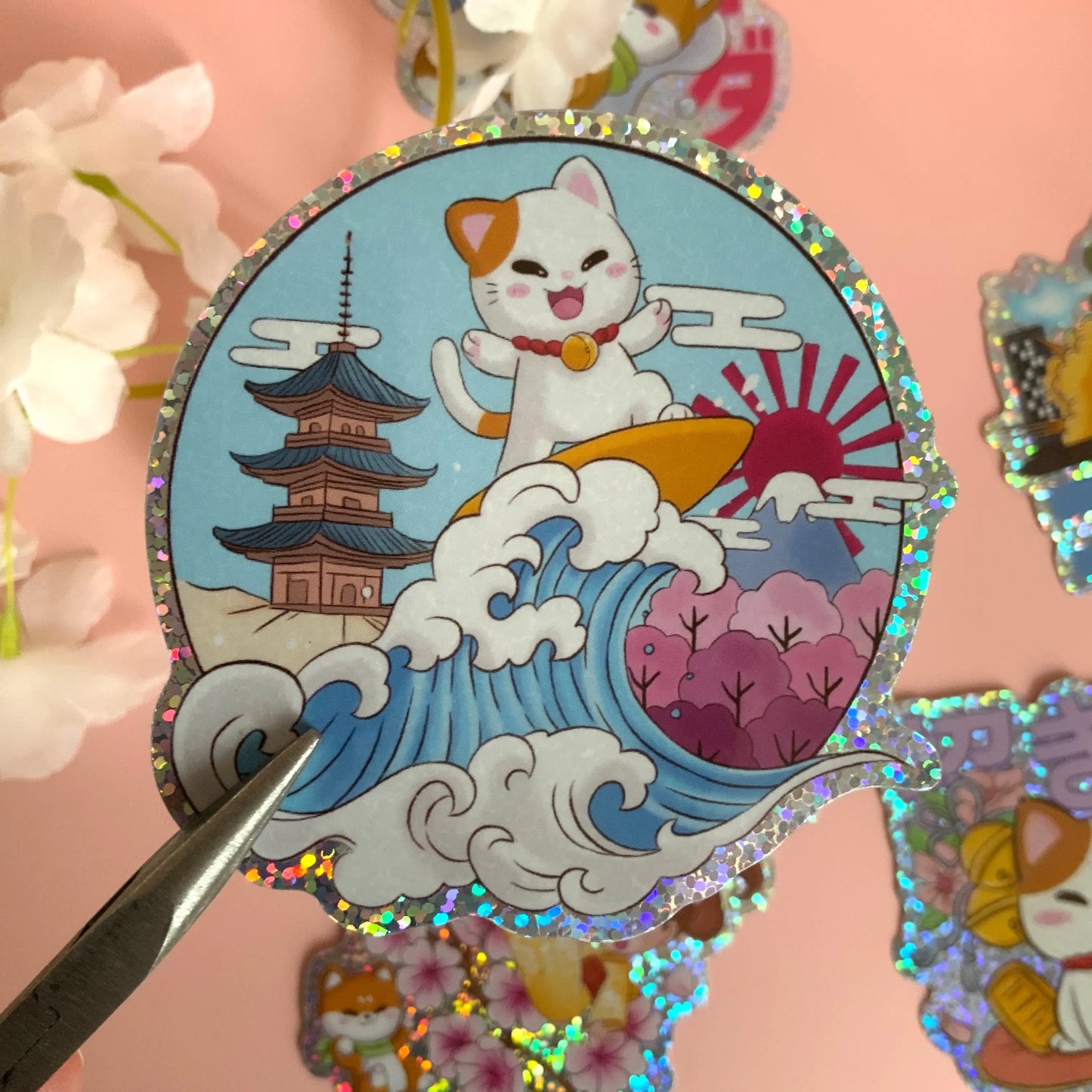 Stickers paillettes kawaii tinyneko.fr