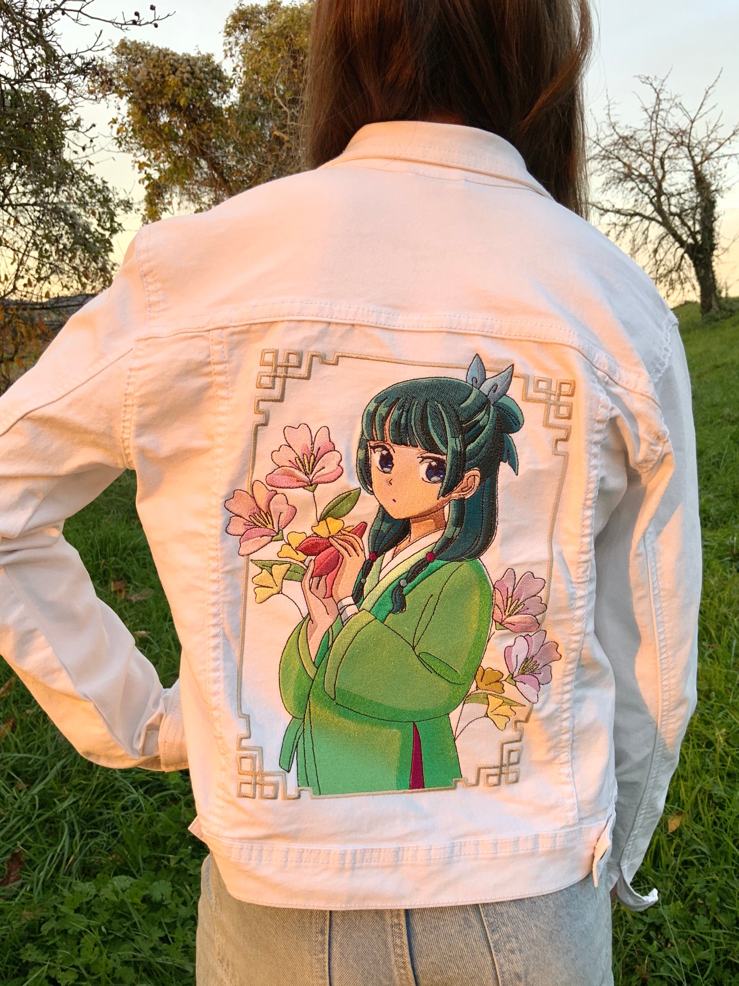 Veste en Jean blanc brodée Maomao M/L