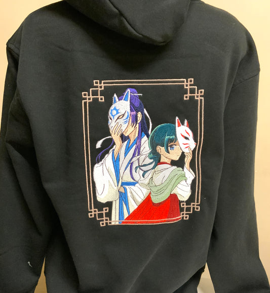 Sweatshirt à capuche brodé « Maomao et Jinshi« Les carnets de l’apothicaire »