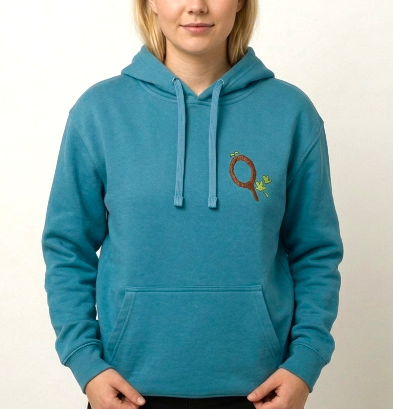 Sweatshirt à capuche brodé bleu Marcille Dungeon Meshi Tinyneko.fr