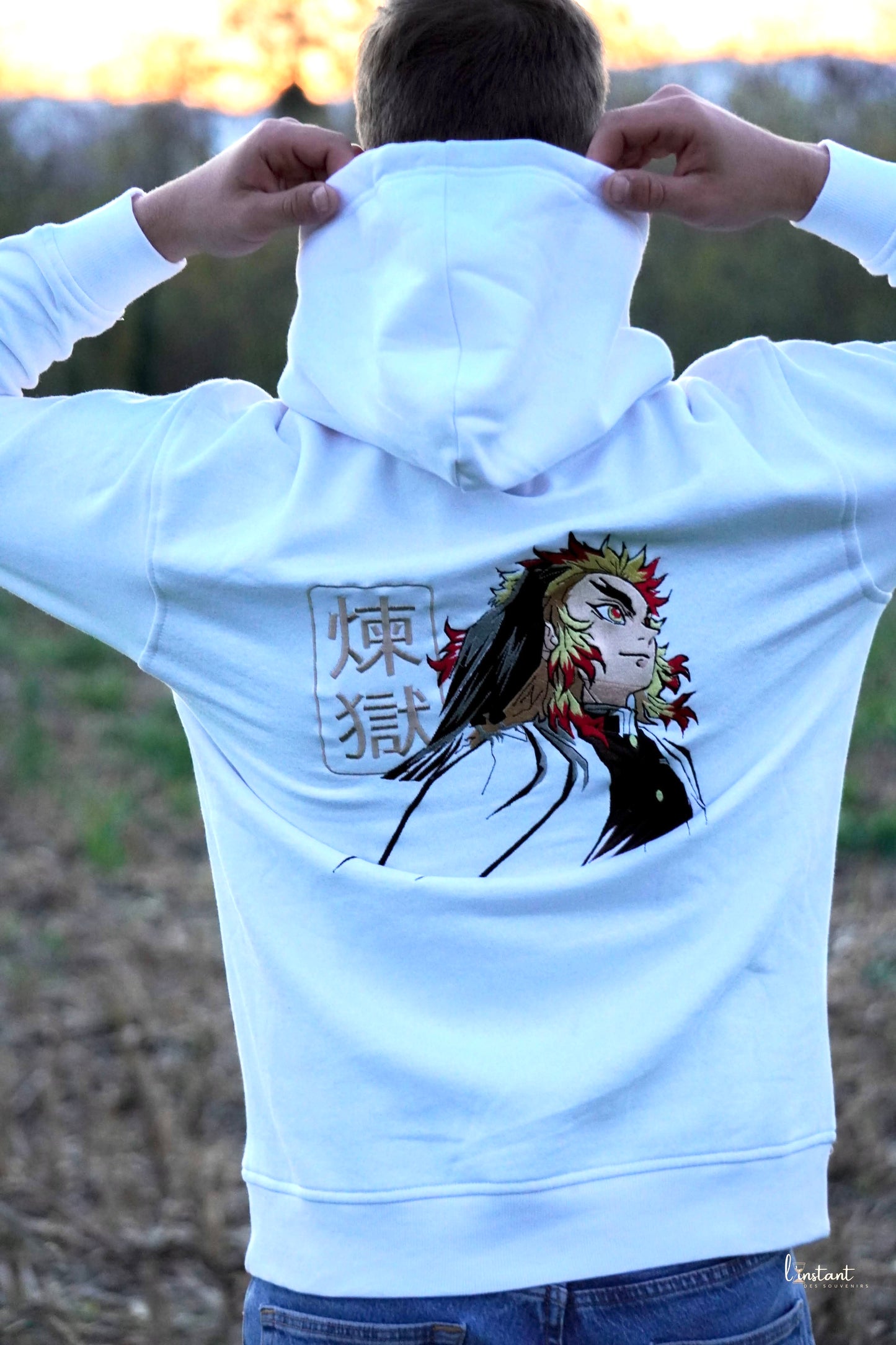 Sweat à capuche brodé « Rengoku « Demon slayer
