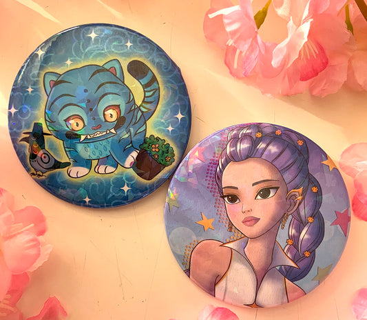 Badge rond 75 mm Rumi ou Tigre Derpy