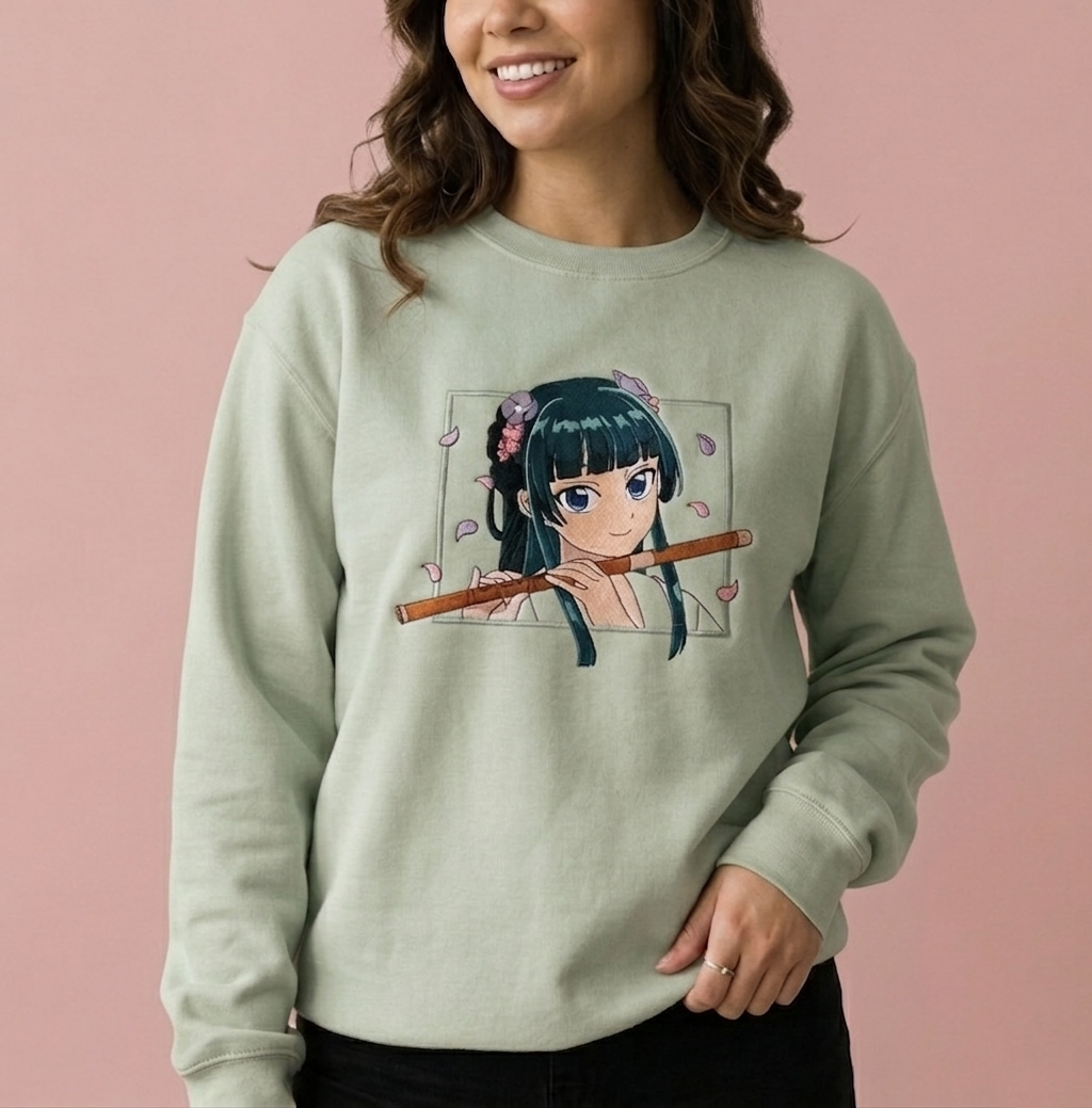 Pull molleton brodé Maomao (Les carnets de l’apothicaire) Tinyneko.fr