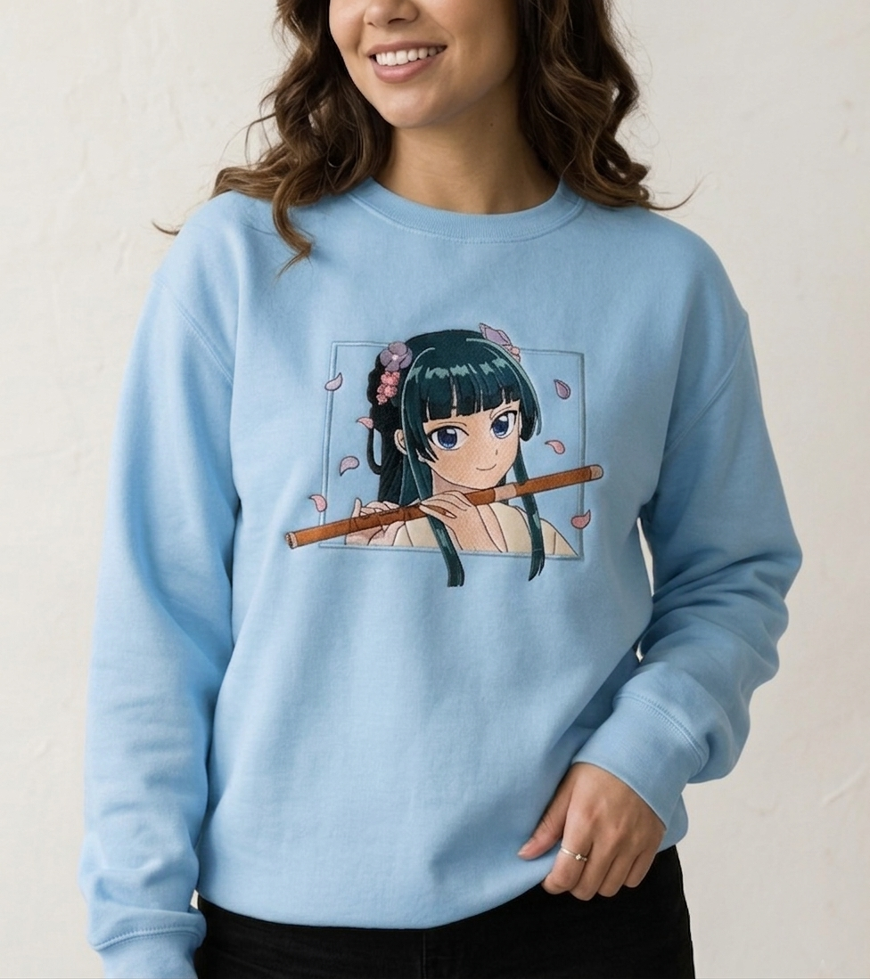 Pull molleton brodé Maomao (Les carnets de l’apothicaire) Tinyneko.fr