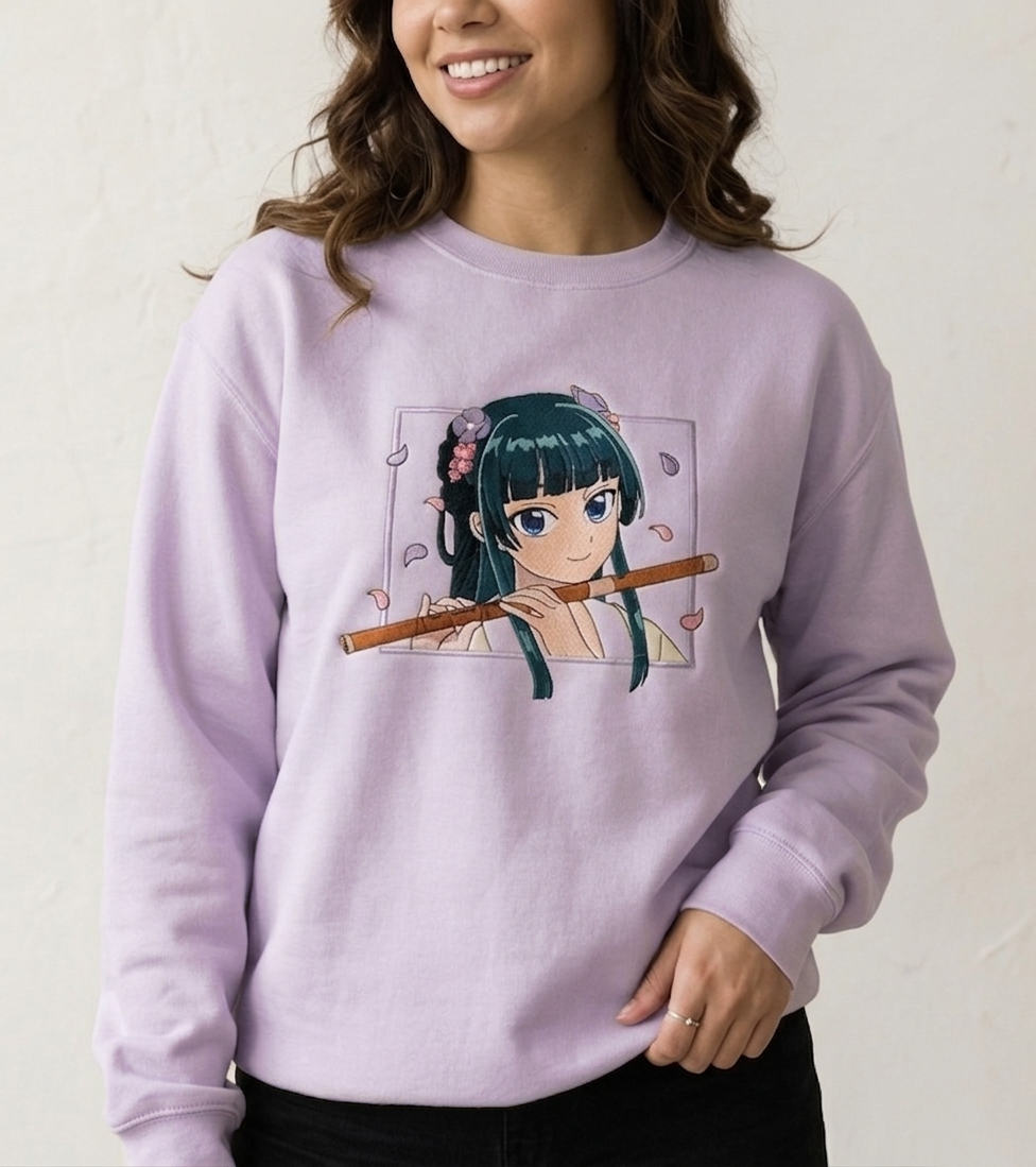 Pull molleton brodé Maomao (Les carnets de l’apothicaire) Tinyneko.fr