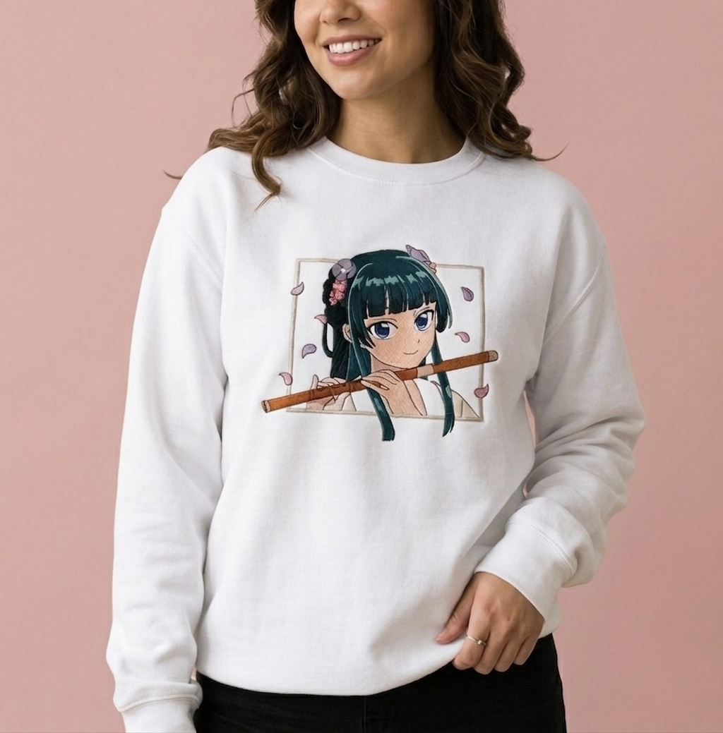 Pull molleton brodé Maomao (Les carnets de l’apothicaire) Tinyneko.fr
