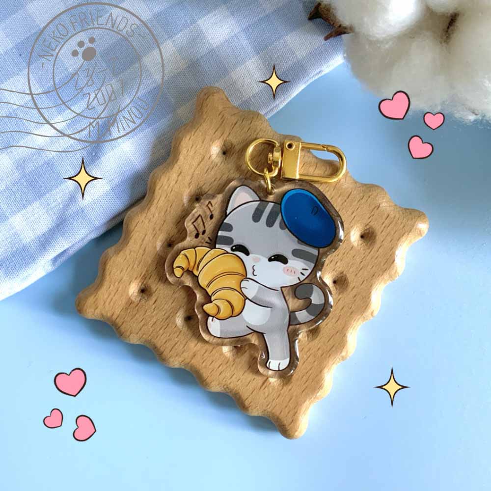 Porte-clé acrylique Croissant Monsieur Minou "Neko Friends "