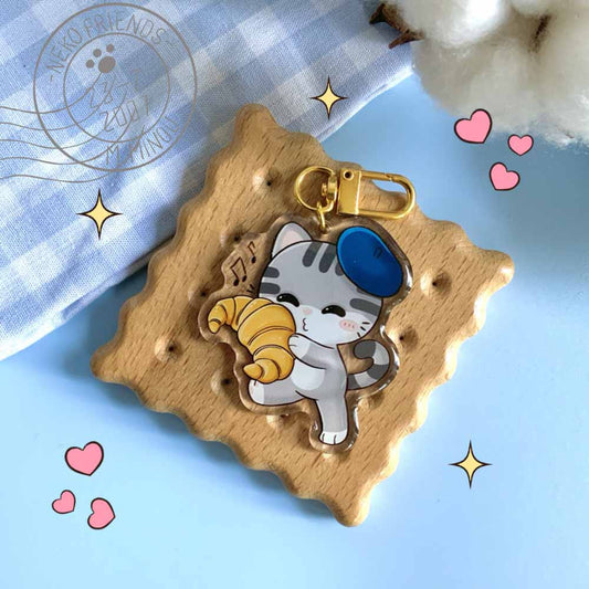 Porte-clé acrylique Croissant Monsieur Minou "Neko Friends "