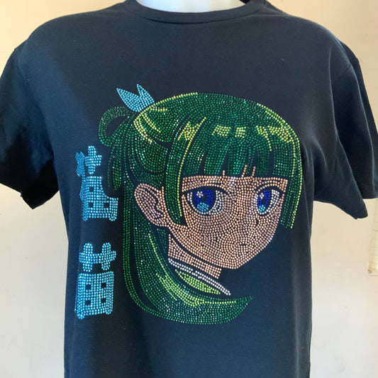 T-shirt noir Strass Maomao « Les carnets de l’apothicaire » Tinyneko.fr