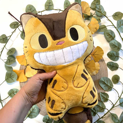 Coussin brodé Chatbus kawaii Fanart