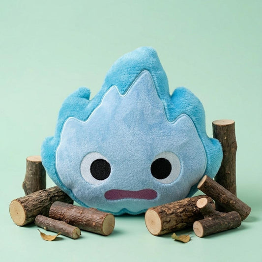 Coussin kawaii brodé Calcifer "le château ambulant"
