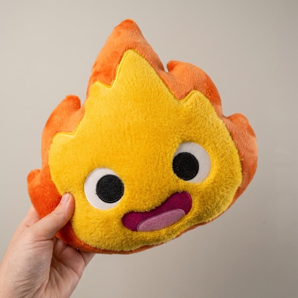 Coussin kawaii brodé Calcifer "le château ambulant"