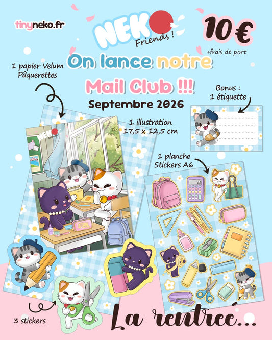 Mail Club Septembre"Neko friends " Thème - La rentrée