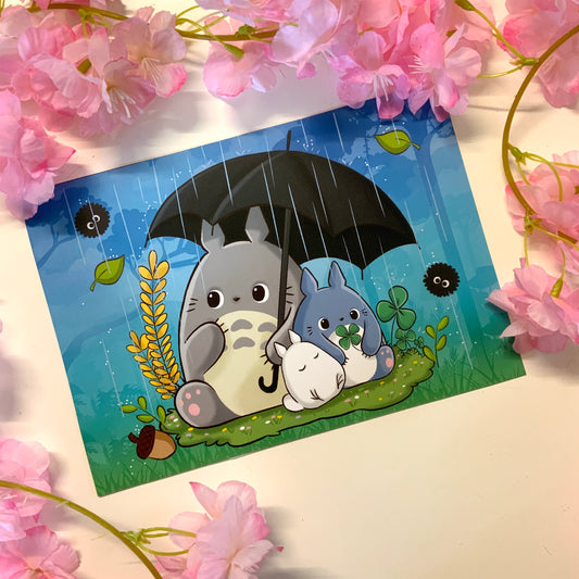 Print A5 Fanart Totoro parapluie